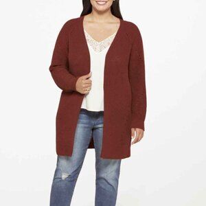 NWOT Stitch Fix Love Ellie Anna Pointelle Detail Cardigan Sweater Rust Medium M